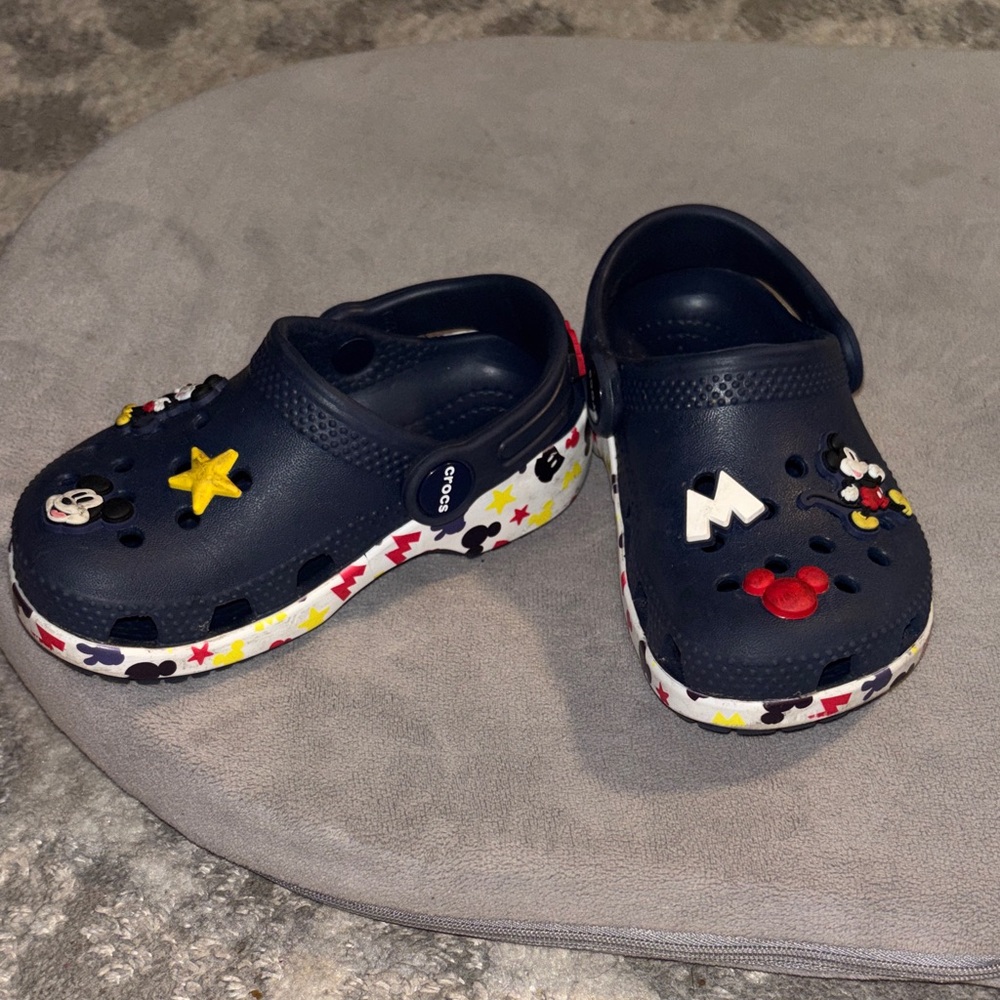 CROCS Kids Navy Water Shoes with Mickey Mouse Accents